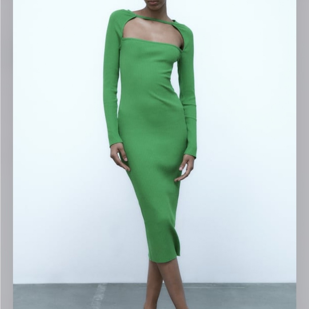 Elegant Green Long Sleeve Dress